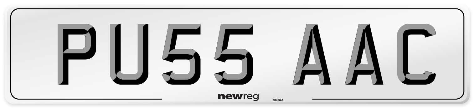 PU55 AAC Number Plate from New Reg